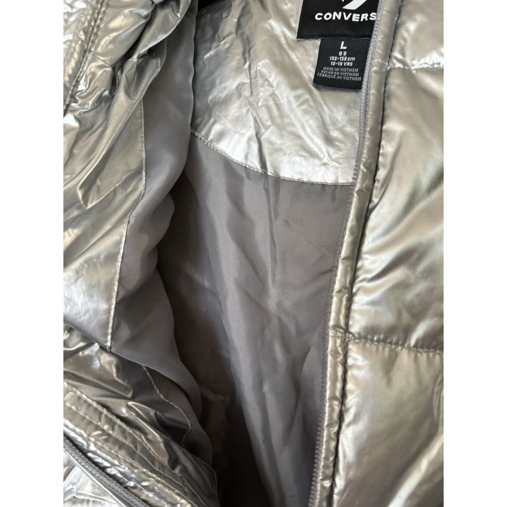 Converse Chuck Taylor All Star Puffer Jacket Youth Size‎ Large Metallic Silver